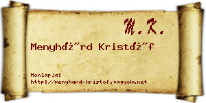 Menyhárd Kristóf névjegykártya